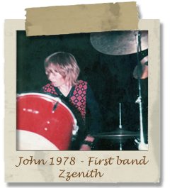 John playing drums with Zzenith his first band in 1978